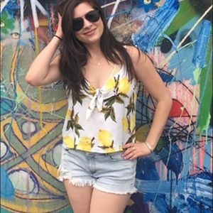 Lemon Print Cropped Tank